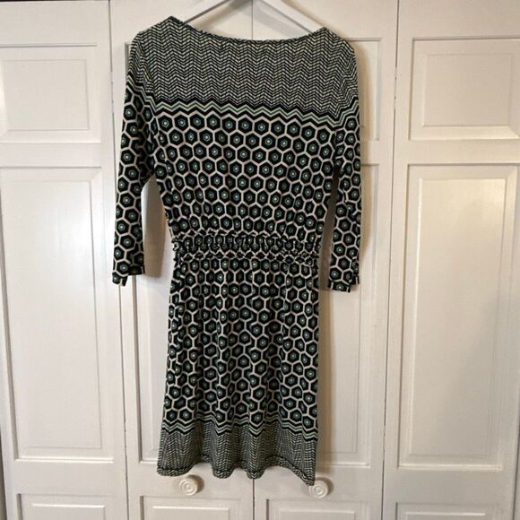 Max Studio green geometric print long sleeve dress M - Picture 4 of 7